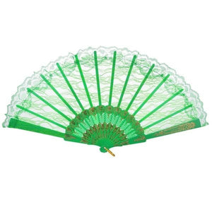LACE FAN Hand Folding Wedding Party Bridal Spanish Costume Accessory - Green