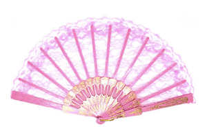 LACE FAN Hand Folding Wedding Party Bridal Spanish Costume Accessory - Light Pink