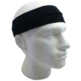 PLAIN HEADBAND Elastic Stretch Sports Yoga Hair Band Unisex 8cm Wide Wrap - Black