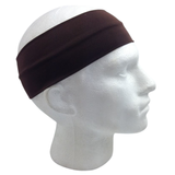 PLAIN HEADBAND Elastic Stretch Sports Yoga Hair Band Unisex 8cm Wide Wrap - Brown