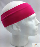 PLAIN HEADBAND Elastic Stretch Sports Yoga Hair Band Unisex 8cm Wide Wrap - Hot Pink