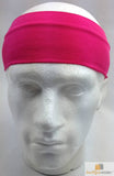 PLAIN HEADBAND Elastic Stretch Sports Yoga Hair Band Unisex 8cm Wide Wrap - Hot Pink