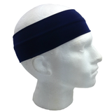 PLAIN HEADBAND Elastic Stretch Sports Yoga Hair Band Unisex 8cm Wide Wrap - Navy Blue