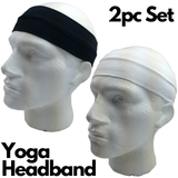 2pc Set Plain Headband Elastic Stretch Sports Yoga Hair Band Unisex Wide Wrap