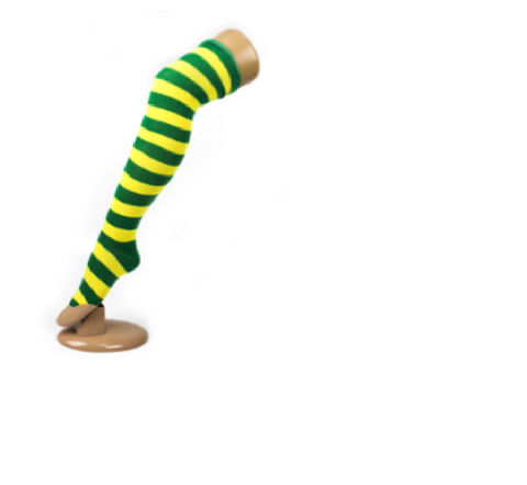 OVER THE KNEE SOCKS Plain Striped High Thigh Ladies Long Womens Stripey Stocking - Green/Gold