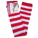 OVER THE KNEE SOCKS Plain Striped High Thigh Ladies Long Womens Stripey Stocking - Red/White