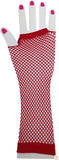 FISHNET GLOVES Fingerless Elbow Length 70s 80s Womens Costume Party Dance - Red - One Size