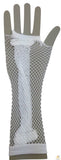 FISHNET GLOVES Fingerless Elbow Length 70s 80s Womens Costume Party Dance - White - One Size