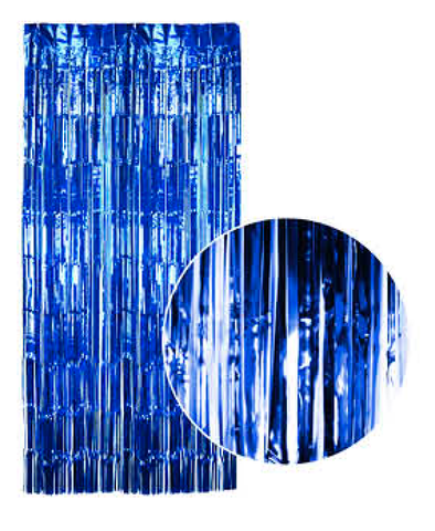 Tinsel Curtain Foil Metallic Fringe Backdrop Party Door Decorations (200cm x 100cm) - Blue