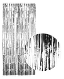 Tinsel Curtain Foil Metallic Fringe Backdrop Party Door Decorations (200cm x 100cm) - Silver