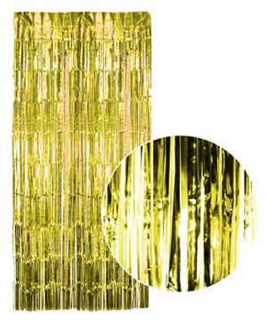 Tinsel Curtain Foil Metallic Fringe Backdrop Party Door Decorations (200cm x 100cm) - Yellow/Gold