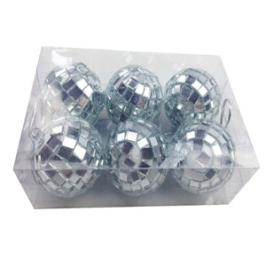 6x Hanging Mini Disco Balls Shiny Silver Mirror Party Halloween Reflect 4cm Bulk