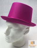 SATIN TOP HAT Costume Party Cap Fancy Dress Trilby Fedora One Size - Hot Pink