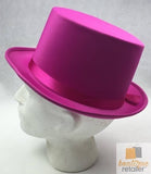 SATIN TOP HAT Costume Party Cap Fancy Dress Trilby Fedora One Size - Hot Pink