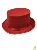 SATIN TOP HAT Costume Party Cap Fancy Dress Trilby Fedora One Size - Red