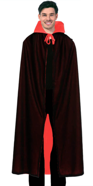 Halloween Mens Fancy Cape Red Black Long Cloak Coat Witch Ghost Vampire Costume