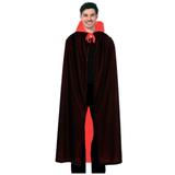 Halloween Mens Fancy Cape Red Black Long Cloak Coat Witch Ghost Vampire Costume