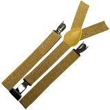 2x Mens Suspenders Braces Adjustable Strong Clip On Elastic Formal Wedding Slim - Gold (Glitter)