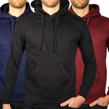 3x Adult Mens 100% Cotton Fleece Hoodie Jumper Pullover Sweater Warm Sweatshirt - S