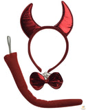 3pcs Set Animal Costume Dress Up Party Bow Tie Tail Ears Book Week - Red Devil