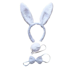 3pcs Set Animal Costume Dress Up Party Bow Tie Tail Ears Book Week - White Rabbit