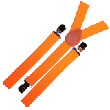 3x Mens Suspenders Braces Adjustable Strong Clip On Elastic Formal Wedding Slim - Fluro Orange