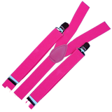 3x Mens Suspenders Braces Adjustable Strong Clip On Elastic Formal Wedding Slim - Pink