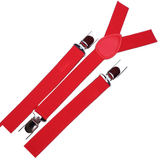 3x Mens Suspenders Braces Adjustable Strong Clip On Elastic Formal Wedding Slim - Red