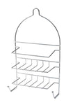 2-Tier Shower Caddy Bath Rack Chrome Hanging Hook Basket 25 x 10 x 43cm - Silver