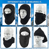 Windproof Thermal Fleece Balaclava Beanie Hat Full Face Mask Ski - Black