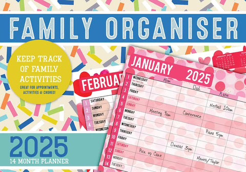 2025 Family Organiser Rectangle Wall Calendar 14 Months Hanging Planner Souvenir