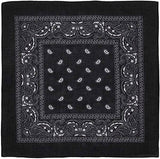 BANDANA Paisley 100% COTTON Head Wrap Durag Bandanna Summer Biker Scarf Mask - Black