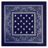 BANDANA Paisley 100% COTTON Head Wrap Durag Bandanna Summer Biker Scarf Mask - Deep Navy Blue