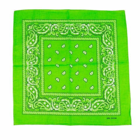 BANDANA Paisley 100% COTTON Head Wrap Durag Bandanna Summer Biker Scarf Mask - Light Green