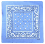 BANDANA Paisley 100% COTTON Head Wrap Durag Bandanna Summer Biker Scarf Mask - Sky Blue