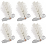 6x 1920s FLAPPER HEADBAND Headpiece Feather Sequin Charleston Costume Party BULK - White