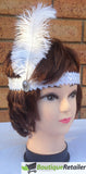 6x 1920s FLAPPER HEADBAND Headpiece Feather Sequin Charleston Costume Party BULK - White