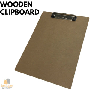 WOODEN A4 CLIPBOARD Hardboard Menu Clip Office Restaurant Writing Board Holder