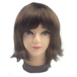 Bob Wig Costume Short Straight Fringe Cosplay Party Full Hair Womens Fancy Dress - Brown