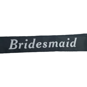 HEN'S NIGHT SASH Party Girls Wedding Bridesmaid Bridal Bride To Be Satin Sashes - Bridesmaid (Black)