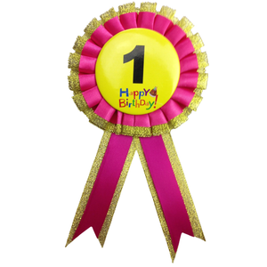 BIRTHDAY BADGE Party Favour Award Rosette Fancy Dress Girls Boys Childrens Kids -