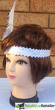 1920s FLAPPER HEADBAND Headpiece Feather Sequin Charleston Costume Gatsby Dance - White