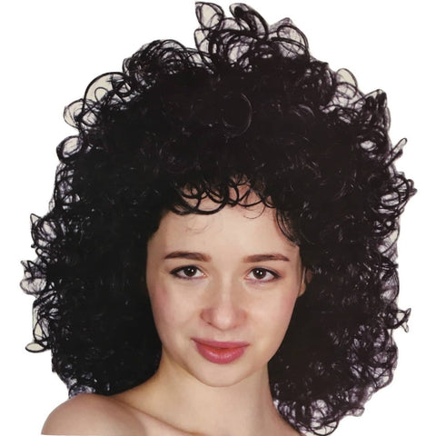 LONG CURLY WIG Hair Costume Cosplay Party Wavy Fancy Dress Ladies Accessory - Black