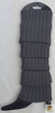 Pair of Womens Leg Warmers Disco Winter Knit Dance Party Crochet Legging Socks Costume - Charcoal Grey
