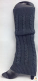 Pair of Womens Leg Warmers Disco Winter Knit Dance Party Crochet Legging Socks Costume - Grey (Patterned)
