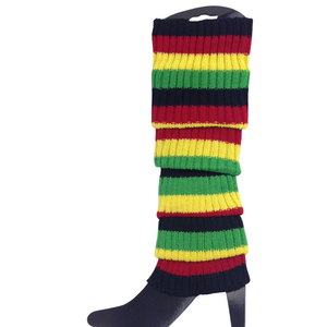 Pair of Womens Leg Warmers Disco Winter Knit Dance Party Crochet Legging Socks Costume - Indigenous Colours
