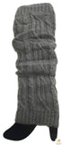 Pair of Womens Leg Warmers Disco Winter Knit Dance Party Crochet Legging Socks Costume - Light Grey (Patterned)