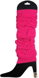 LEG WARMERS Knitted Womens Neon Party Knit Ankle Fluro Dance Costume 80s Pair - Fluro Hot Pink