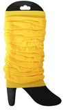 LEG WARMERS Knitted Womens Neon Party Knit Ankle Fluro Dance Costume 80s Pair - Yellow