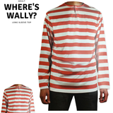 ADULTS Wheres Wally Book Week Red and White Striped Top Shirt Costume Party Dress Up  - Large